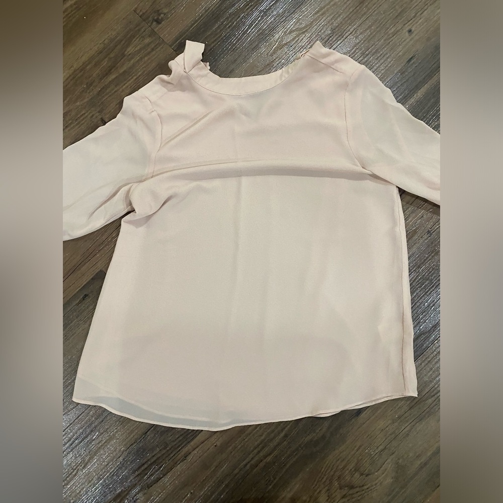 Naked Zebra Light Pink Blouse w/ Bow Back and Flowy Sleeves
